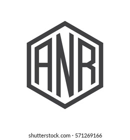 initial three letter logo hexagon black