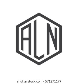initial three letter logo hexagon black