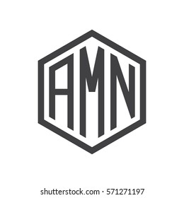 initial three letter logo hexagon black