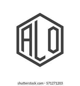 initial three letter logo hexagon black