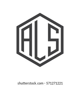 initial three letter logo hexagon black