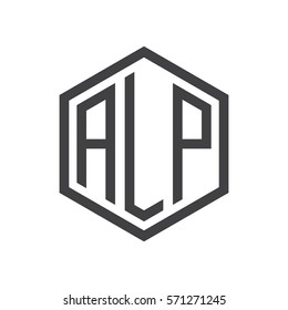 initial three letter logo hexagon black