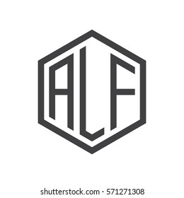initial three letter logo hexagon black