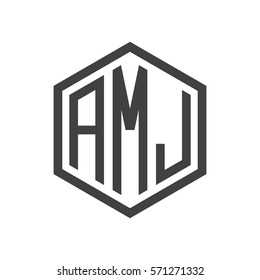 initial three letter logo hexagon black