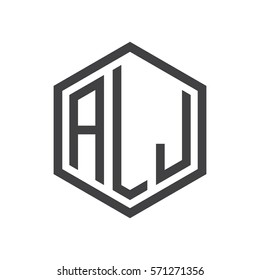initial three letter logo hexagon black