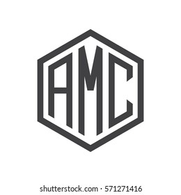 initial three letter logo hexagon black