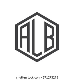 initial three letter logo hexagon black