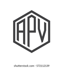 initial three letter logo hexagon black