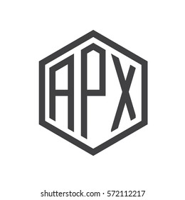 initial three letter logo hexagon black