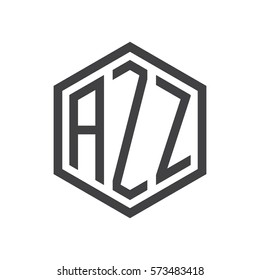 initial three letter logo hexagon black