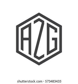 initial three letter logo hexagon black