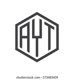 initial three letter logo hexagon black