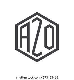 initial three letter logo hexagon black
