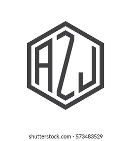 initial three letter logo hexagon black