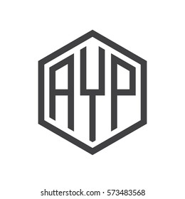 initial three letter logo hexagon black