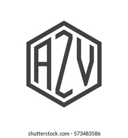 initial three letter logo hexagon black