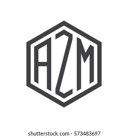 initial three letter logo hexagon black
