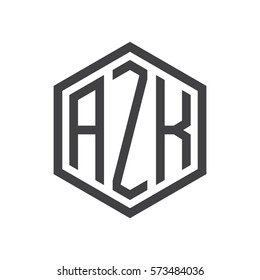 initial three letter logo hexagon black