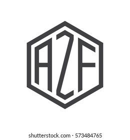 initial three letter logo hexagon black