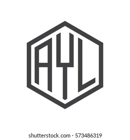 initial three letter logo hexagon black