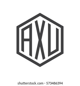 initial three letter logo hexagon black