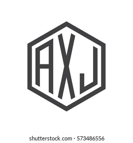 initial three letter logo hexagon black