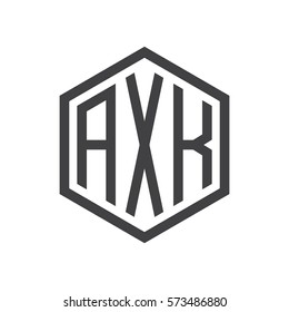 initial three letter logo hexagon black