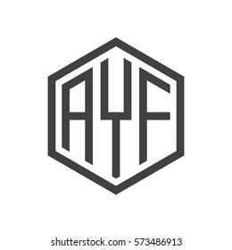 initial three letter logo hexagon black