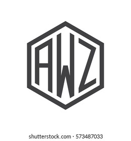 initial three letter logo hexagon black