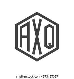 initial three letter logo hexagon black