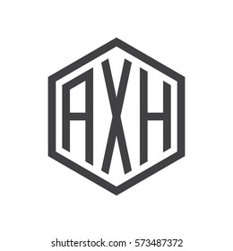 initial three letter logo hexagon black