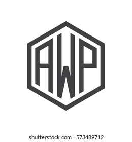 initial three letter logo hexagon black