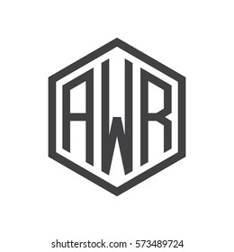 initial three letter logo hexagon black