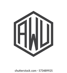 initial three letter logo hexagon black