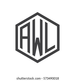 initial three letter logo hexagon black