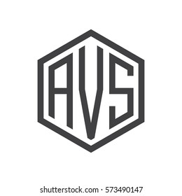 initial three letter logo hexagon black