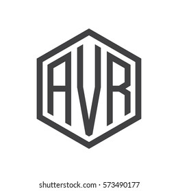 initial three letter logo hexagon black