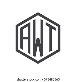initial three letter logo hexagon black
