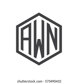 initial three letter logo hexagon black