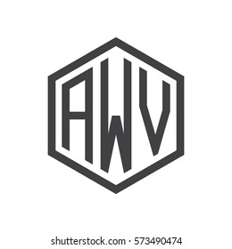 initial three letter logo hexagon black