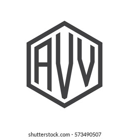 initial three letter logo hexagon black
