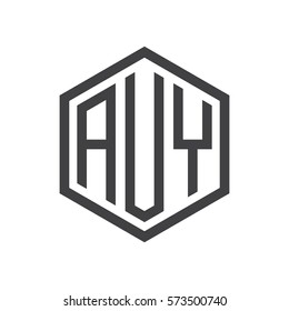 initial three letter logo hexagon black
