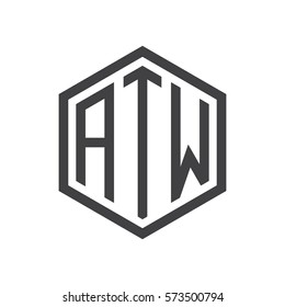 initial three letter logo hexagon black