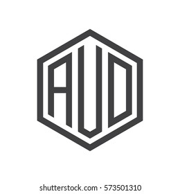 initial three letter logo hexagon black