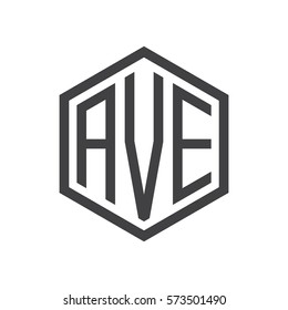 initial three letter logo hexagon black