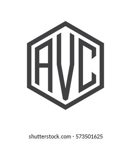 initial three letter logo hexagon black