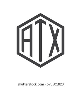 initial three letter logo hexagon black