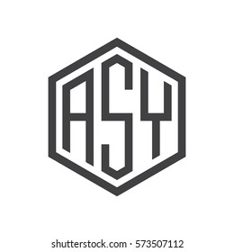 initial three letter logo hexagon black