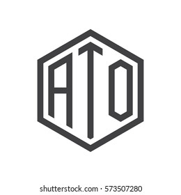 initial three letter logo hexagon black