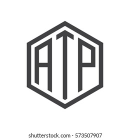 initial three letter logo hexagon black